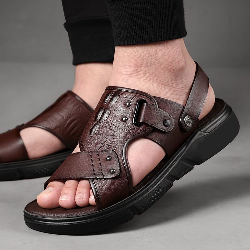 Sandalias de piel de cocodrilo de verano