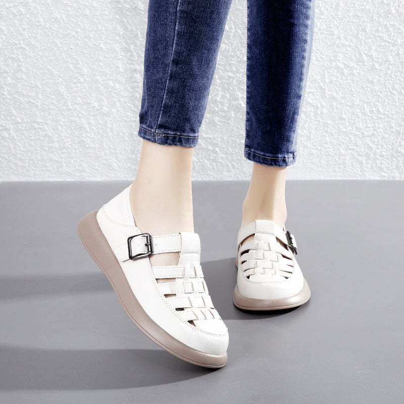 Nuevas bailarinas romanas de verano, zapatos cómodos de suela blanda.