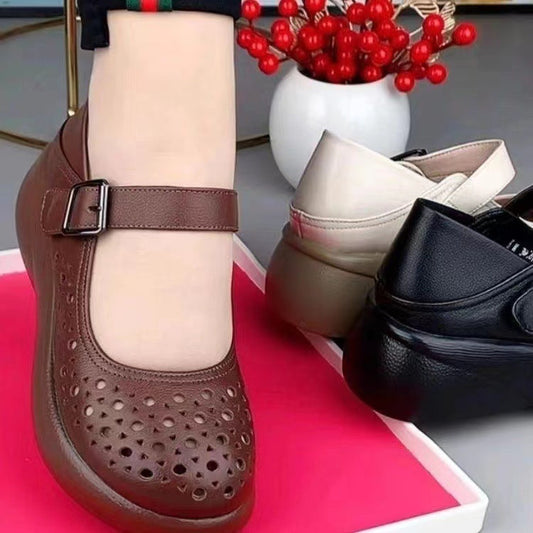 2025 nuevos zapatos de cuero con agujeros huecos