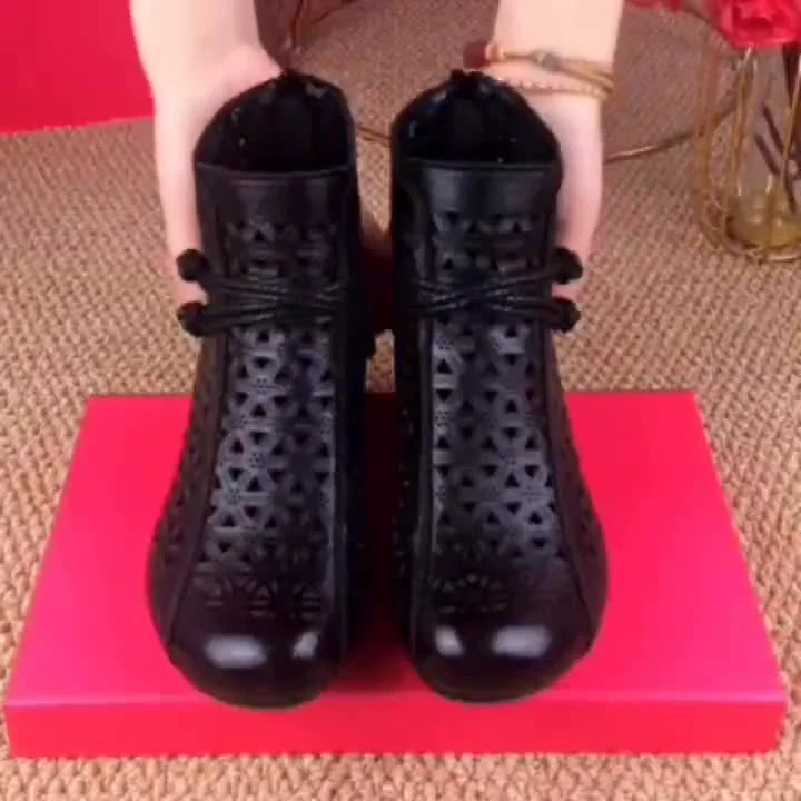 Botas de cuero de estilo étnico para mujer