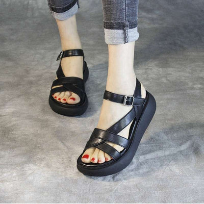 Sandalias de plataforma de cuero