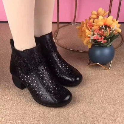 Botas de cuero de estilo étnico para mujer