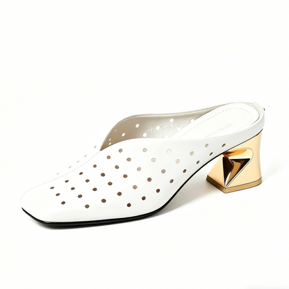 Zapatos de tacón grueso calados de estilo retro francés, nuevos.