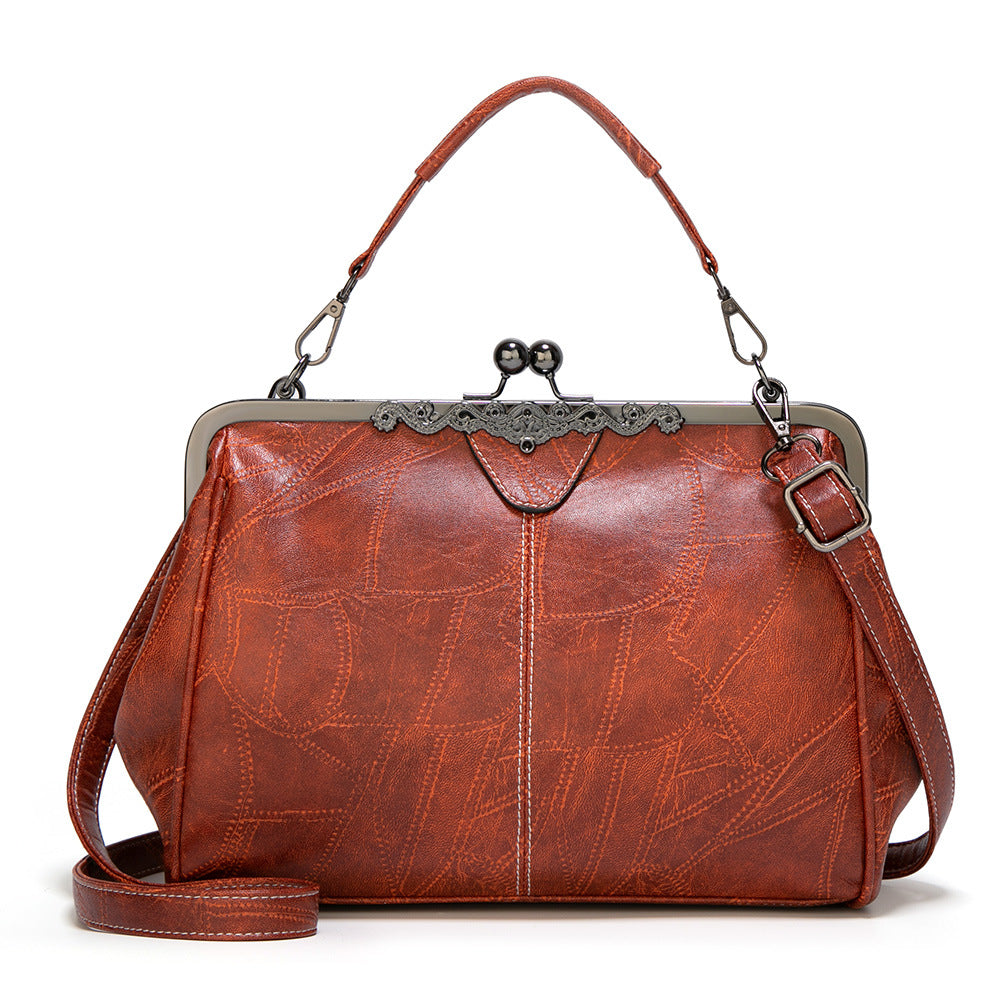 Elegante Bolso Retro de Mujer en Cuero Sintético, Bolso de Hombro y Bandolera de Gran Capacidad