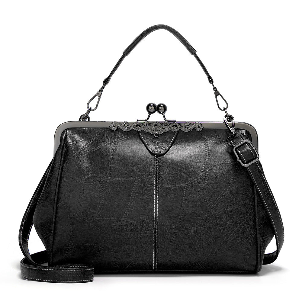 Elegante Bolso Retro de Mujer en Cuero Sintético, Bolso de Hombro y Bandolera de Gran Capacidad