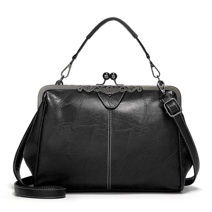 Elegante Bolso Retro de Mujer en Cuero Sintético, Bolso de Hombro y Bandolera de Gran Capacidad