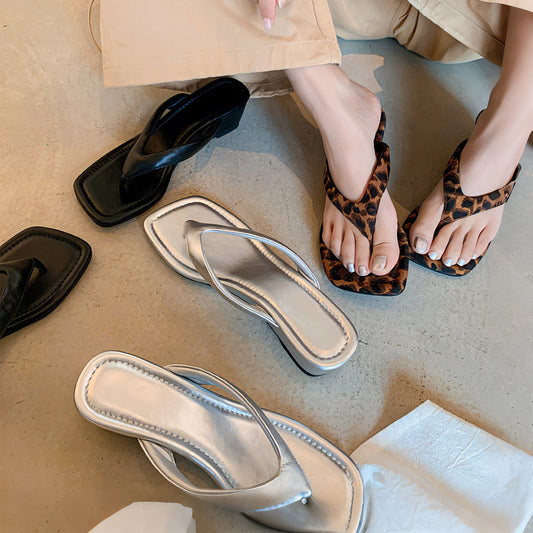 Chanclas francesas para mujer, sandalias elegantes de tacón alto