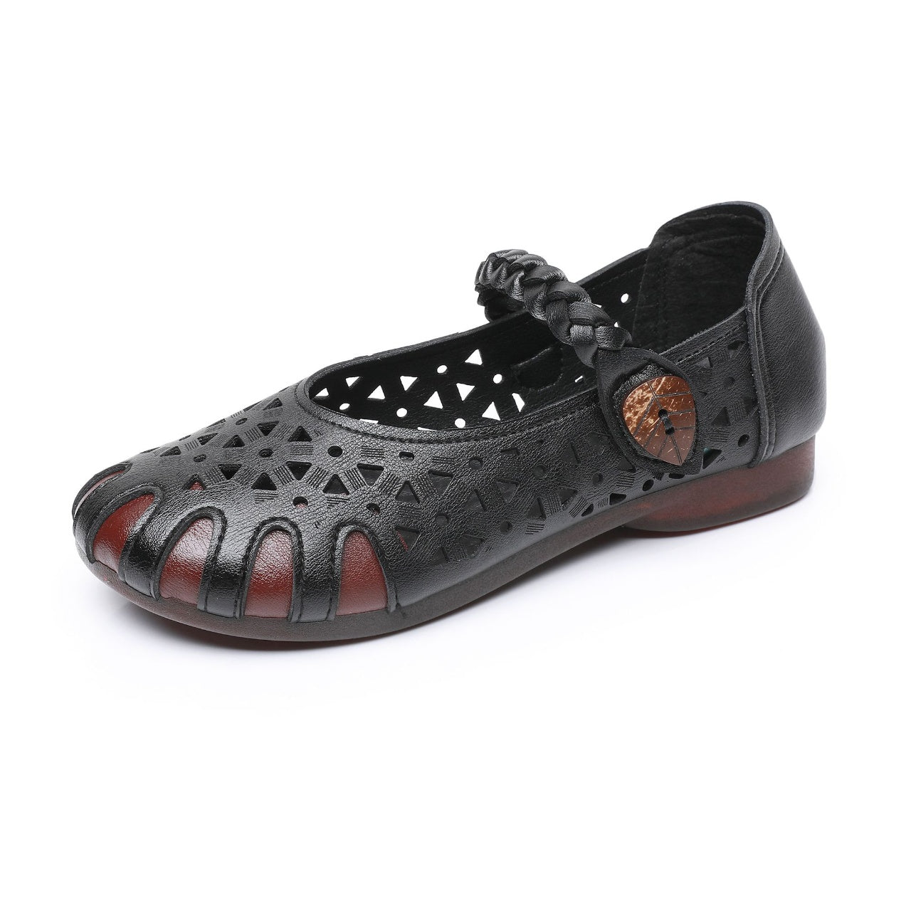 Sandalias mamá cuero suave huecas