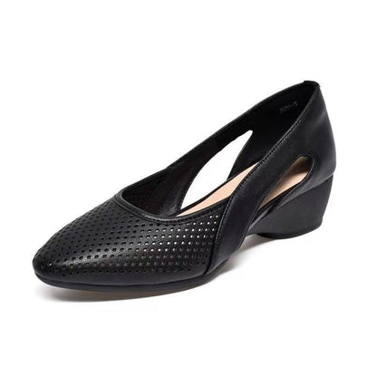 Zapatos cómodos de cuña de piel