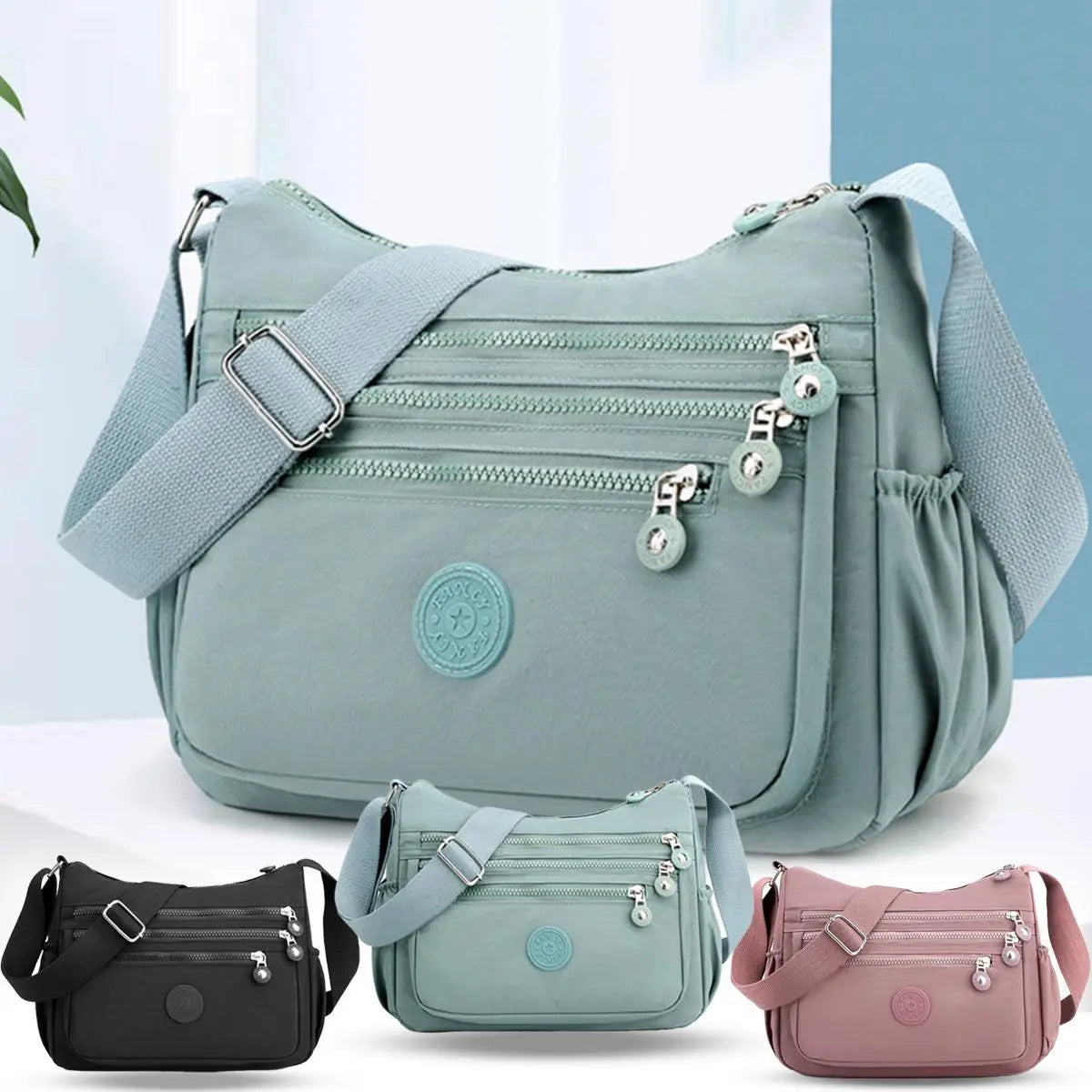 Bolso bandolera de gran capacidad para mujer, tela de nailon, bolso ligero y casual