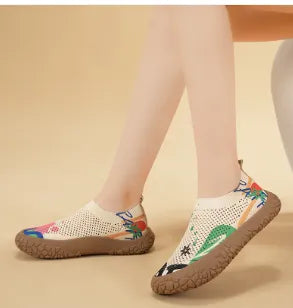 Zapatos de Plataforma con Estilo Étnico para Mujer, Zapatillas con Estampado de Moda, Suela Blanda y Transpirable