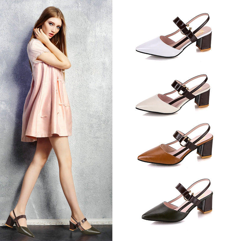 Zapatos de tacón alto de verano para mujer, tacones gruesos franceses.