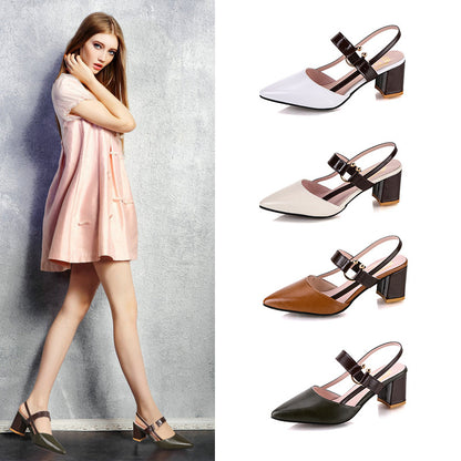 Zapatos de tacón alto de verano para mujer, tacones gruesos franceses.