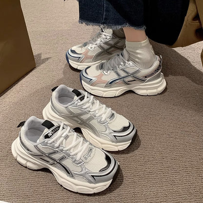 Zapatillas de running transpirables y ligeras para mujer, calzado casual versátil de suela gruesa