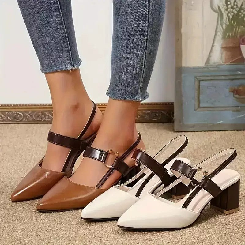 Zapatos de tacón alto de verano para mujer, tacones gruesos franceses.
