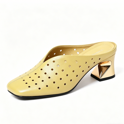 Zapatos de tacón grueso calados de estilo retro francés, nuevos.