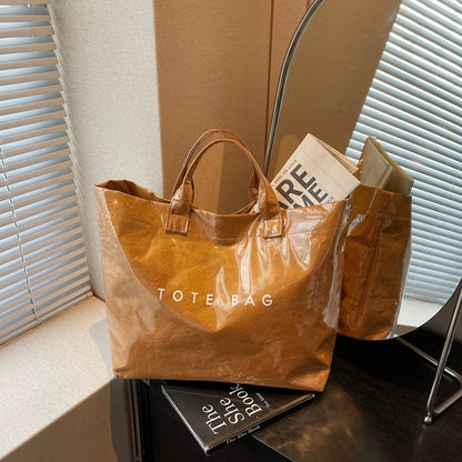 Bolso tote de gran capacidad en color liso para mujer, bolsa de mano de PVC transparente impermeable y de moda