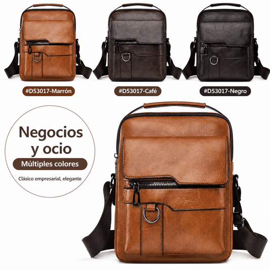 Bolso bandolera de cuero para hombre, bolso vintage de gran capacidad, correa de hombro ajustable