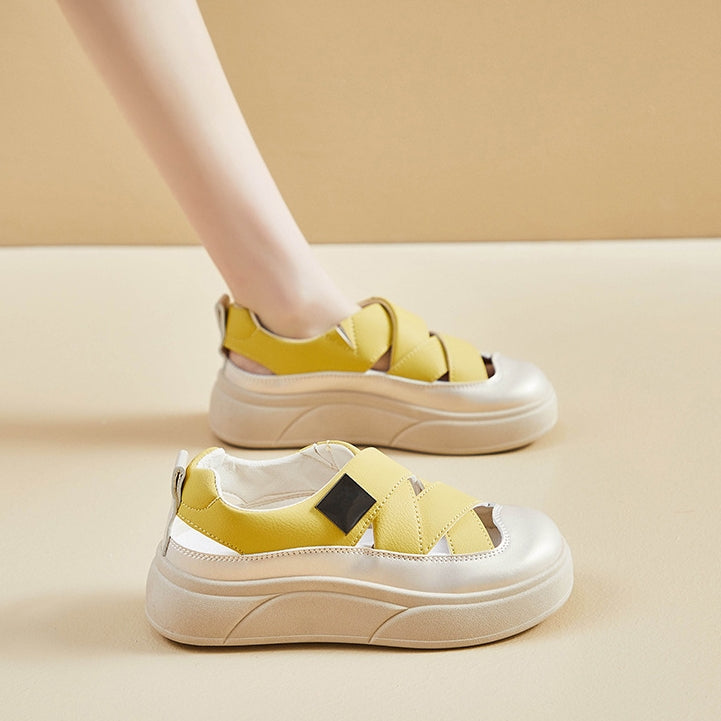 Zapatos de plataforma de piel transpirable que aumentan la estatura.