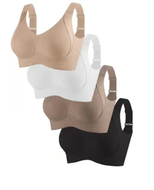🔥Compre 1 y llévese 3 paquetes: sujetador push up ajustable sin aros y acanalado para mujer