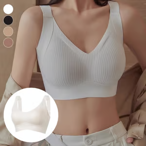 🔥Compre 1 y llévese 3 paquetes: sujetador push up ajustable sin aros y acanalado para mujer