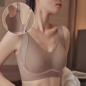 🔥Compre 1 y llévese 3 paquetes: sujetador push up ajustable sin aros y acanalado para mujer