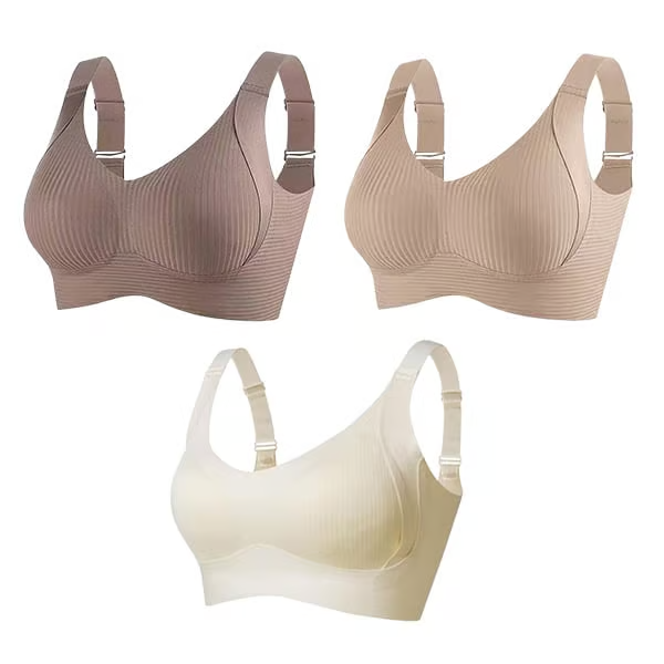 🔥Compre 1 y llévese 3 paquetes: sujetador push up ajustable sin aros y acanalado para mujer