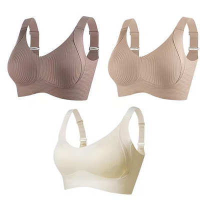 🔥Compre 1 y llévese 3 paquetes: sujetador push up ajustable sin aros y acanalado para mujer
