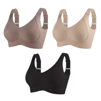 🔥Compre 1 y llévese 3 paquetes: sujetador push up ajustable sin aros y acanalado para mujer