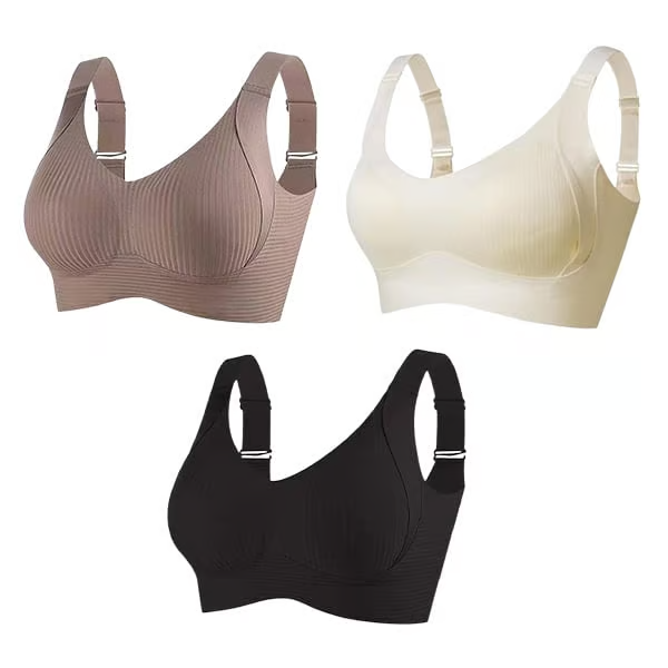 🔥Compre 1 y llévese 3 paquetes: sujetador push up ajustable sin aros y acanalado para mujer
