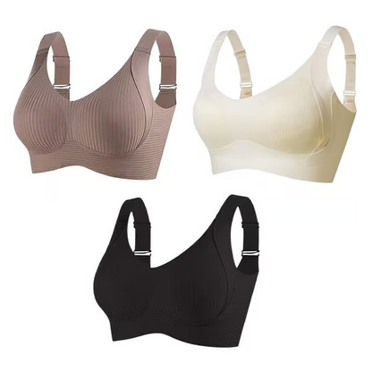🔥Compre 1 y llévese 3 paquetes: sujetador push up ajustable sin aros y acanalado para mujer
