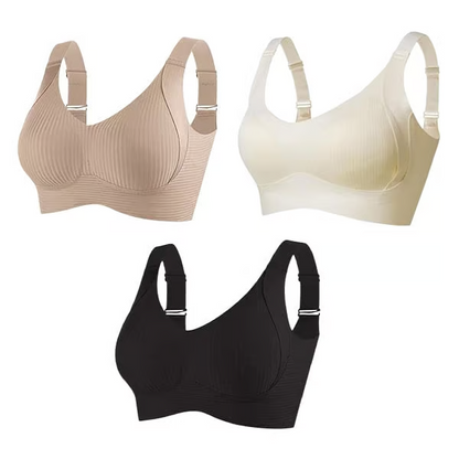 🔥Compre 1 y llévese 3 paquetes: sujetador push up ajustable sin aros y acanalado para mujer