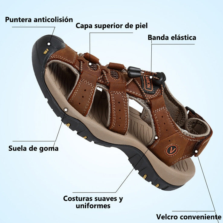 Sandalias de playa de piel auténtica hechas a mano