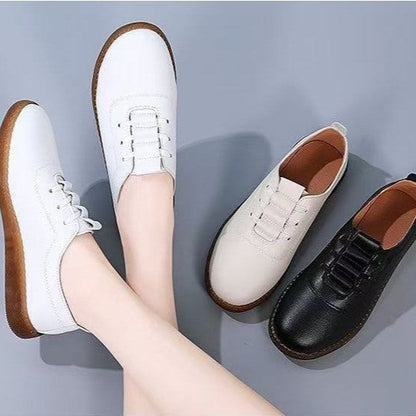 Zapatos de mujer de suela blanda de piel auténtica 2025
