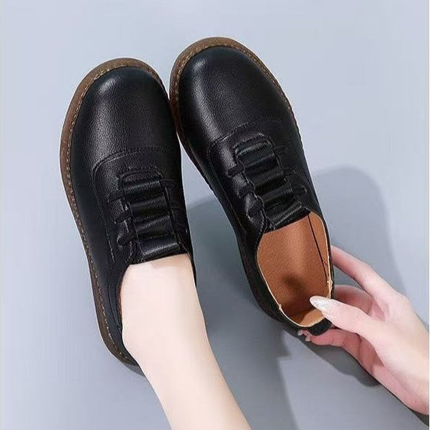 Zapatos de mujer de suela blanda de piel auténtica 2025