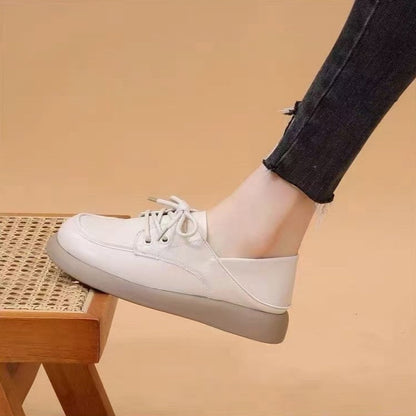 2025 zapatos cómodos de piel con suela blanda