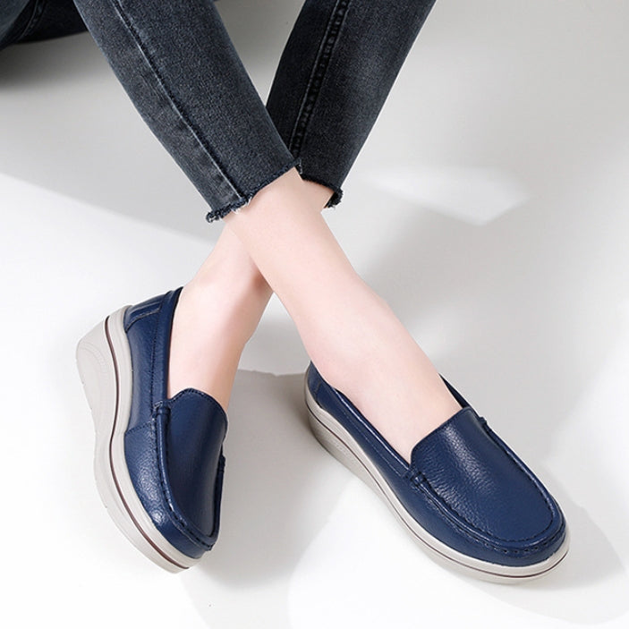 Mocasines de plataforma de piel auténtica