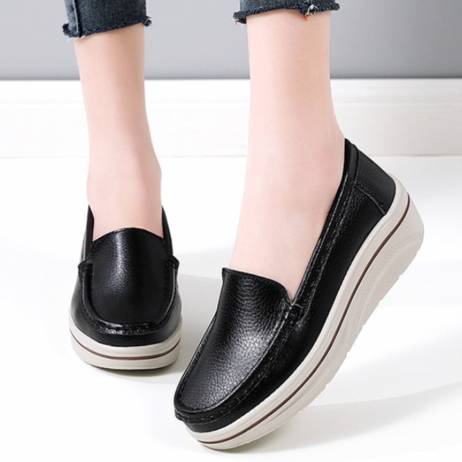 Mocasines de plataforma de piel auténtica