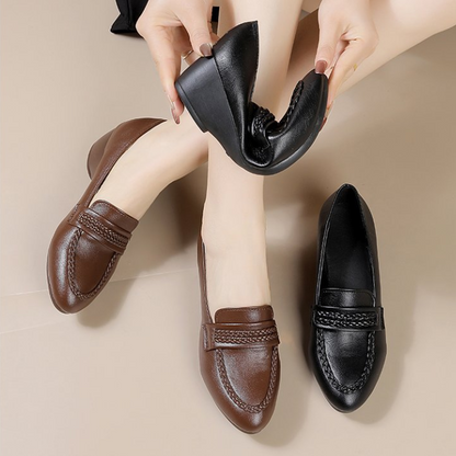 Zapatos mujer cuero vintage tacón cuña