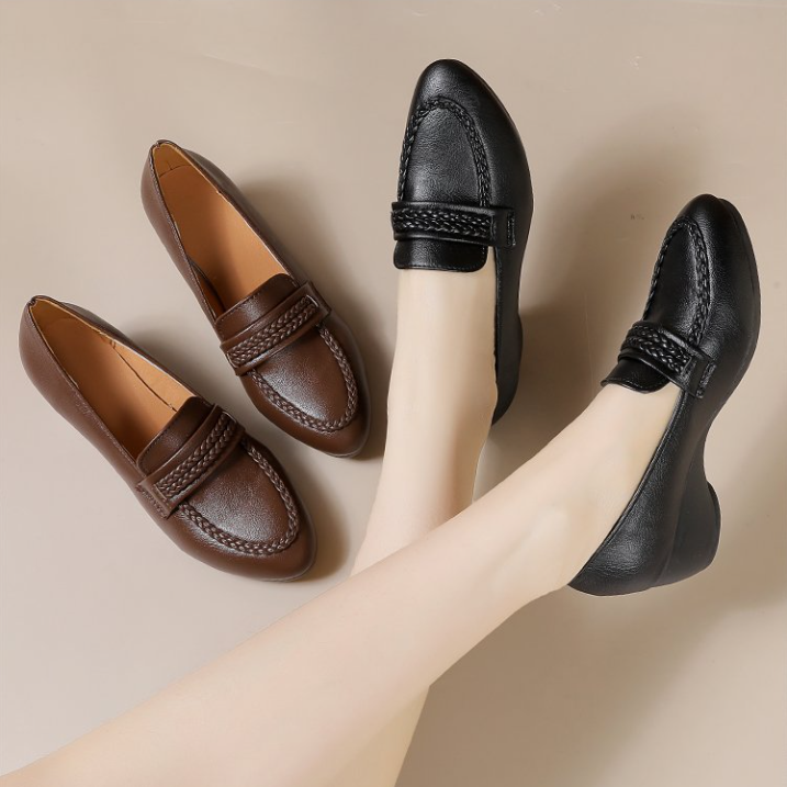 Zapatos mujer cuero vintage tacón cuña