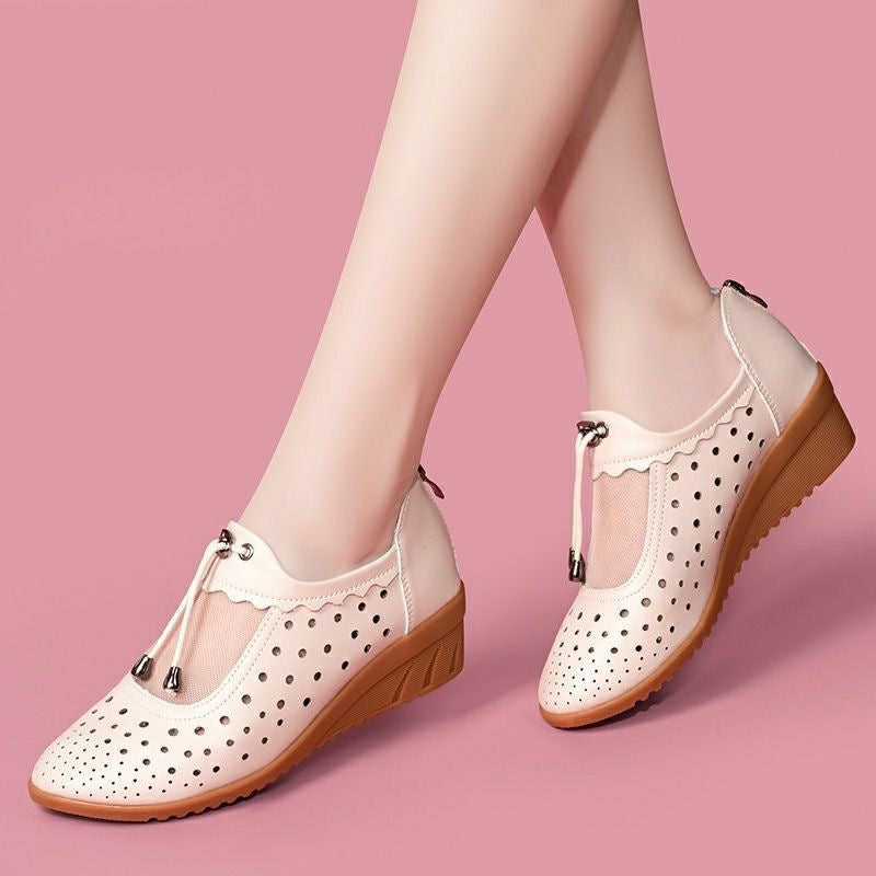 Sandalias de cuero, zapatos de plataforma cerrados