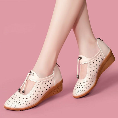 Sandalias de cuero, zapatos de plataforma cerrados