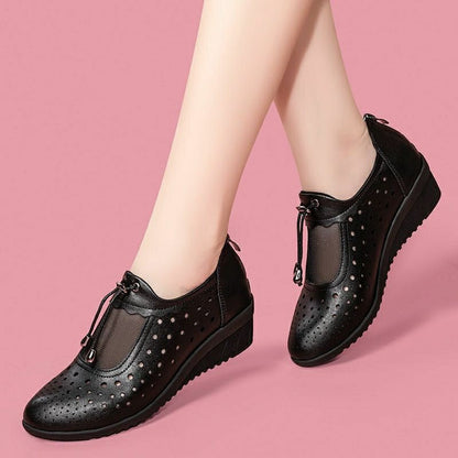 Sandalias de cuero, zapatos de plataforma cerrados