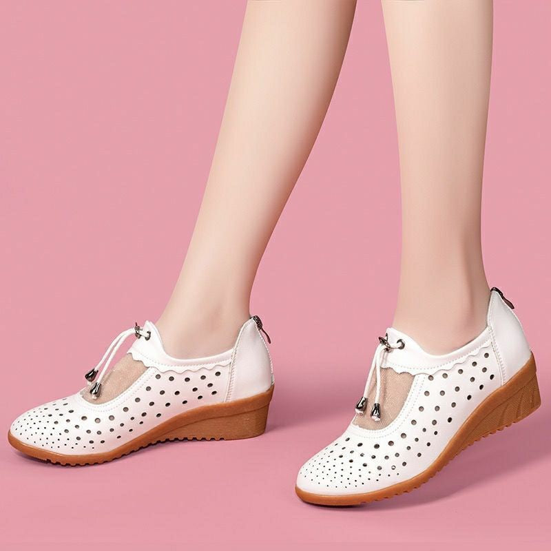 Sandalias de cuero, zapatos de plataforma cerrados