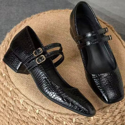 Zapatos de cuero de tacón grueso de 3 cm nuevos 2026