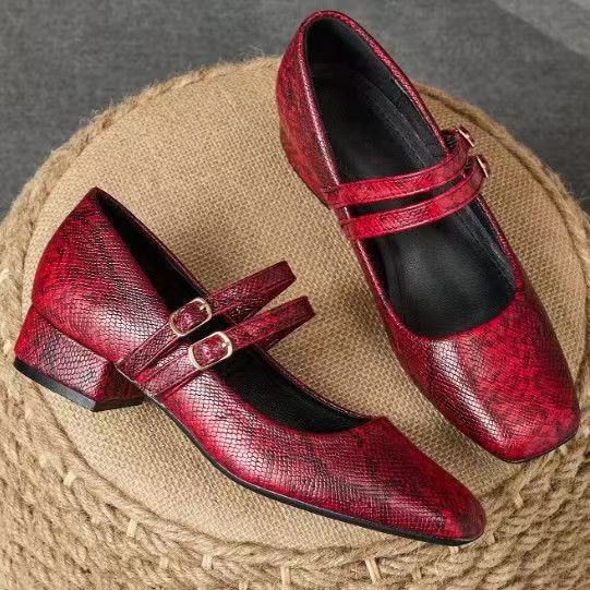 Zapatos de cuero de tacón grueso de 3 cm nuevos 2026