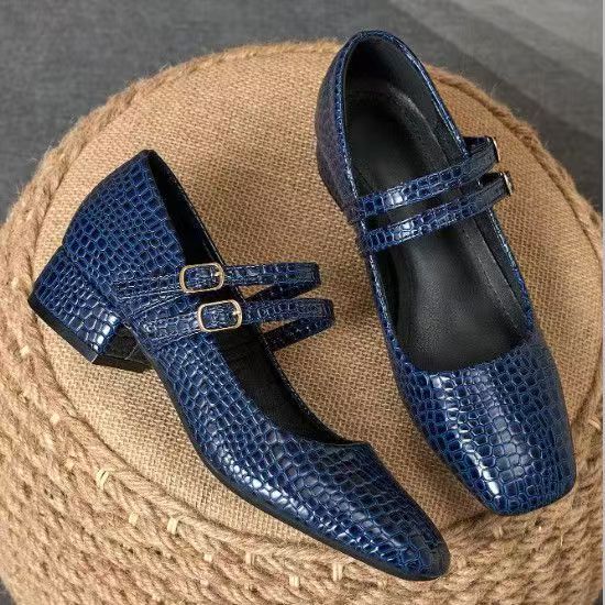 Zapatos de cuero de tacón grueso de 3 cm nuevos 2026
