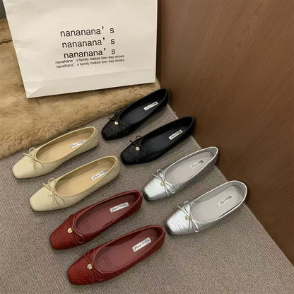 Balerinas Negras con Moño para Mujer