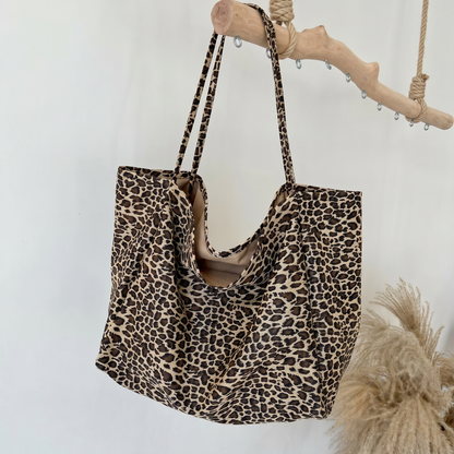 Bolso Shopper de Leopardo para Mujer: Gran Capacidad, Bolso de Hombro Elegante y Moderno