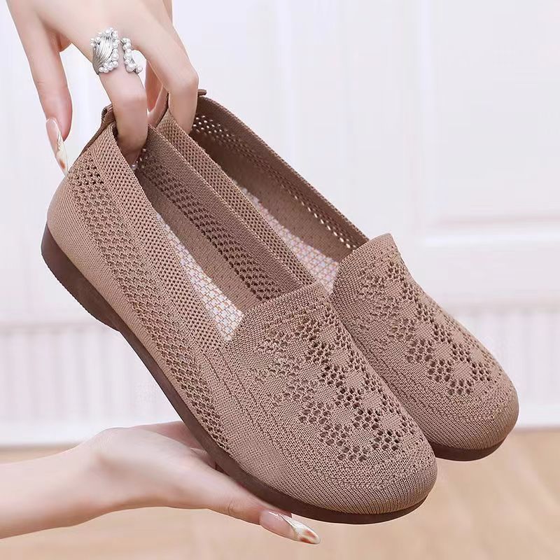 Zapatos de malla calada de suela blanda para mujer, nuevos 2026, loafers ligeros y transpirables